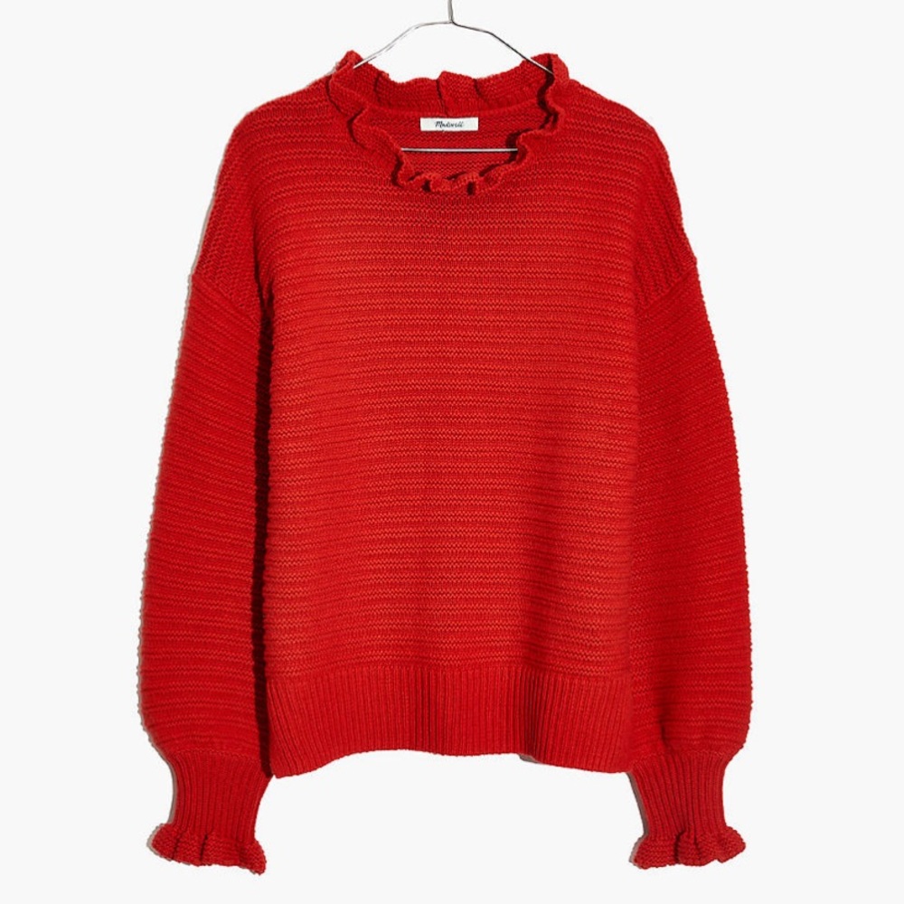 Madewell Ruffle-Neck Pullover Sweater - Picture 2 of 6